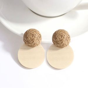 Basket Weaved Wooden Boho Earrings